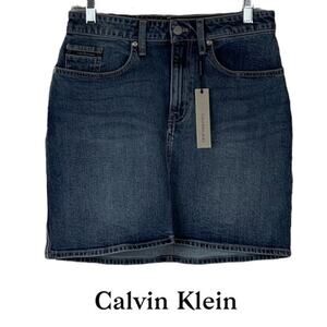 Calvin Klein Medium Wash Boho Hippie Festival Blue Jean‎ Skirt NWT Size 28